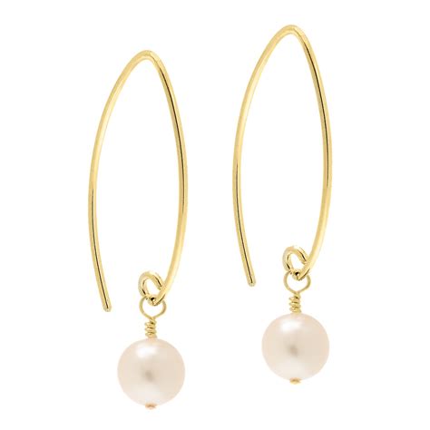 Long Drop Gold Pearl Earrings Biba And Rose Freshwater Pearls