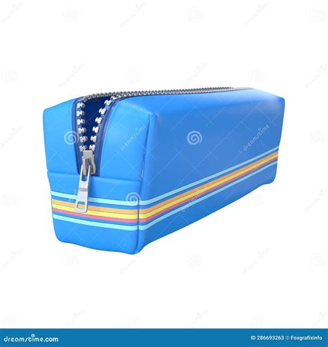 3D Rendering Blue Pencil Case Isolated On White Background PNG File