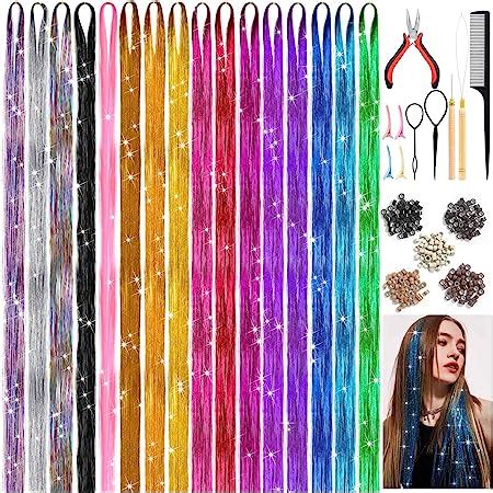 Amazon Hair Tinsel Kit 48 Inch 24 Colors 6000 Strands Tinsel