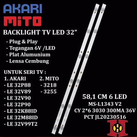 Jual Backlight Tv Led Akari Mito Inch Le K Id M Id