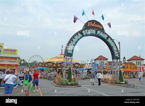 Entrance to the Midway and its rides at the Indiana State Fair in ...