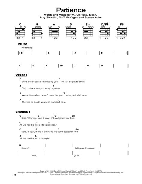 Patience By Guns N Roses Sheet Music For Really Easy Guitar At Sheet