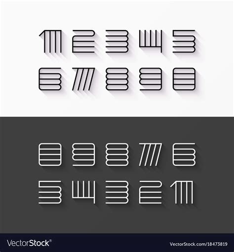 Thin line style linear modern font numbers Vector Image