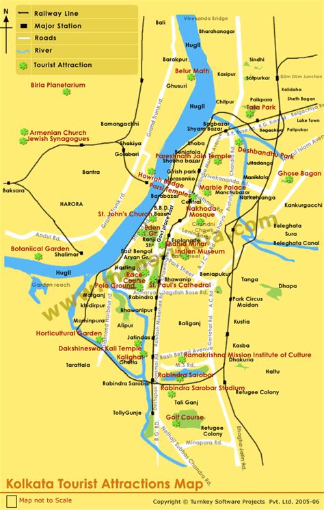 Kolkata Map Tourist Attractions - TravelsFinders.Com