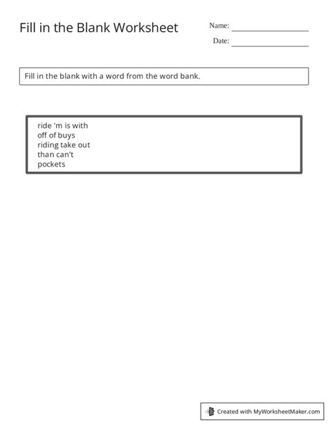 fill   blank worksheet  worksheet maker create