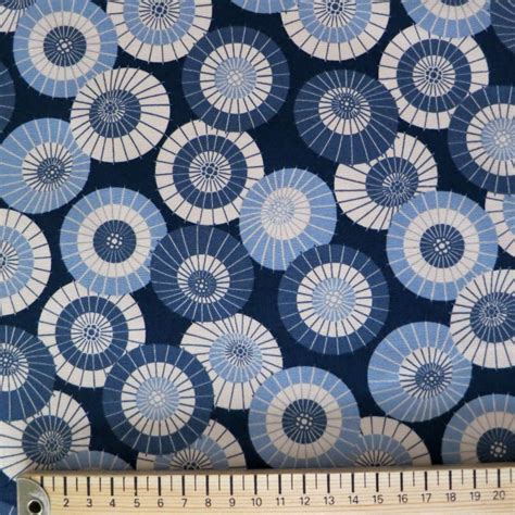 Tissu Japonais En Coton Bleu Nuit Avec Motifs D Ombrelles