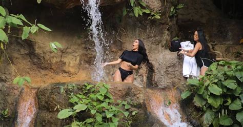 Trying Out For I M A Celebrity Kim Kardashian Flaunts Her Bikini Body During Waterfall Shower