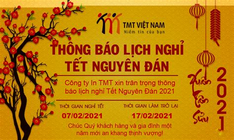 THÔNG BÁO LỊCH NGHỈ TẾT NGUYÊN ĐÁN 2021