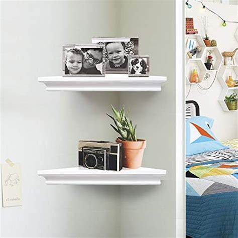 Zgzd White Corner Floating Shelf Wall Storage Display Shelves For