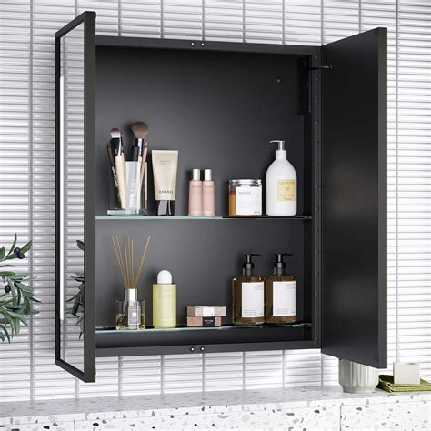 Mia Battery Operated Black Framed Illuminated Led Mirror Cabinet X Mm