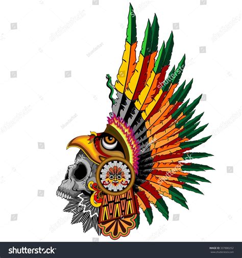 Aztec Eagle Warrior Skull Stock Vector (Royalty Free) 337880252 ...