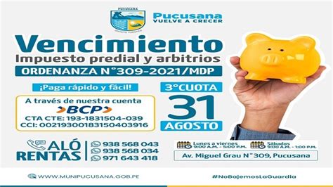 Vencimiento De Impuesto Predial Y Arbitrio Campañas Municipalidad