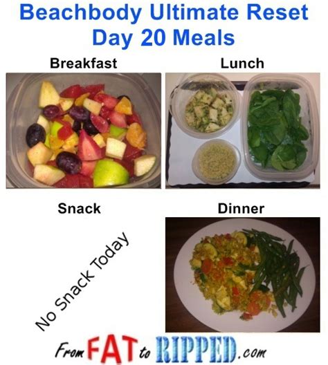 Beachbody Ultimate Reset Day 20 Meals