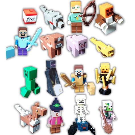 Conjunto Minecraft Figuras De Blocos De Montar Com 5 Personagens Cada