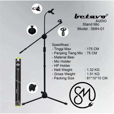 Jual Stand Mic Betavo SMH 01 Phone Holder Hp Tiang Microphone Lantai