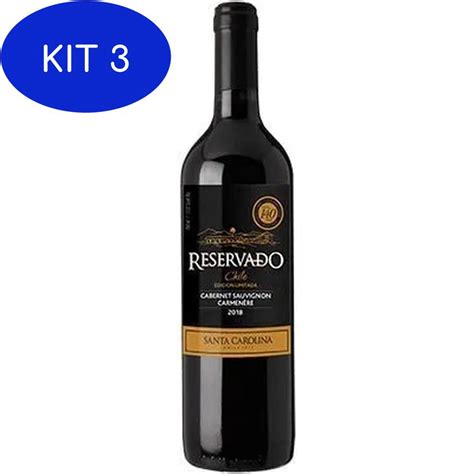 Kit 3 Vinho Santa Carolina Reservado Cabernet Carmenère no Shoptime