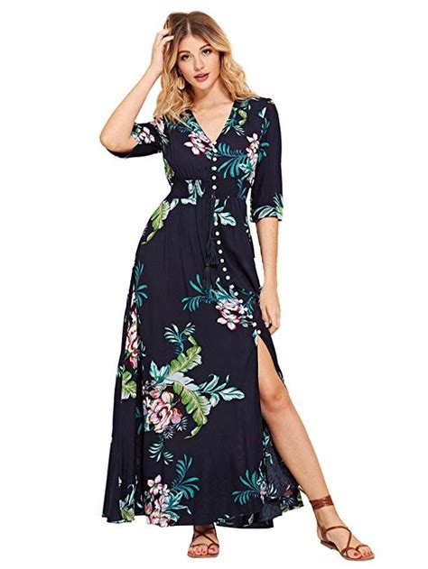 Milumia Womens Button Up Split Floral Print Flowy Party Maxi Dress X Small Multicolor 6 Maxi