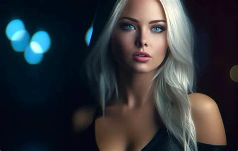 Wallpaper Look Blonde Blue Eyes Long Hair Blue Eyes Stable Diffusion Neural Network For