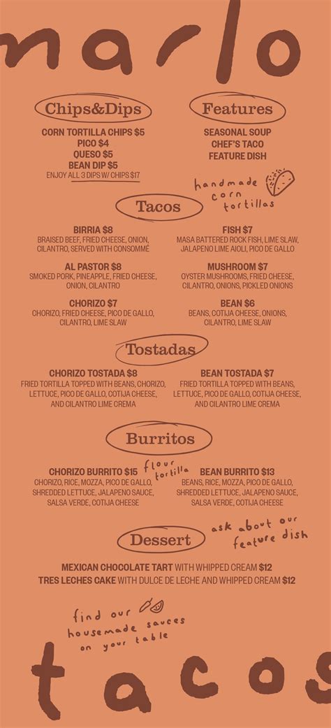 Menu — Marlo Tacos