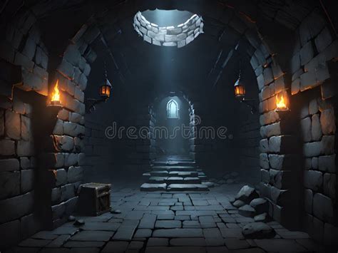 Dark Interior of Old Castle in the Dark Room Stock Image - Image of ...