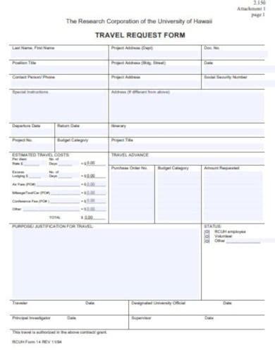 10+ Travel Request Form Templates - PDF, DOCX