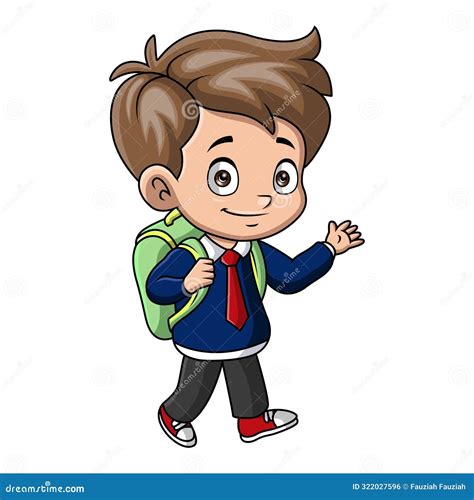 Cute Happy School Boy Cartoon Stock Vector Illustration Of Backpack