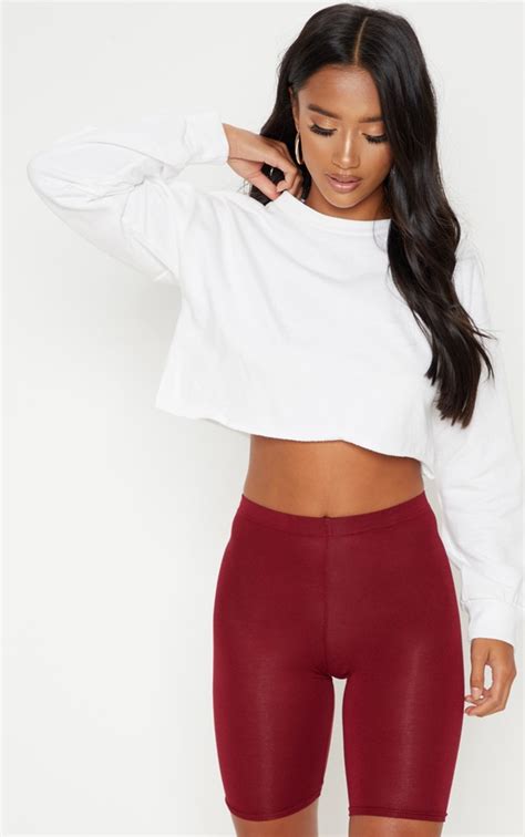 Petite Burgundy Basic Bike Short Petite Prettylittlething Aus