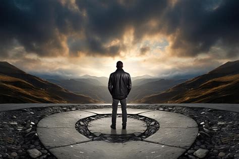 Premium Photo A Man Standing In The Middle Of A Labyrinth