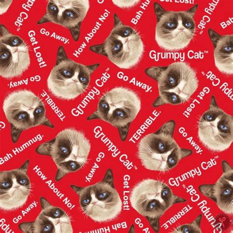 Grumpy Cat Quilting Fabric Heads Red Cat Fabric Grumpy Cat Cat Quilt