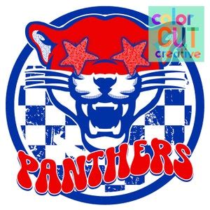 Panthers Preppy Mascot Png Digital Download Red White Blue - Etsy