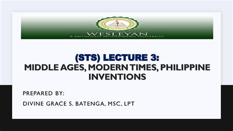 Solution Sts Lecture Middle Ages Modern Times Philippine Inventions