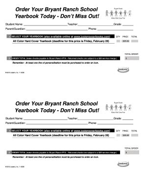 Fillable Online Yearbook Order Form 13 14 3doc Fax Email Print PdfFiller