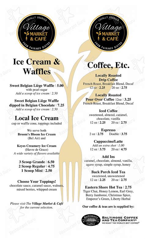 Menu at Pairings Bistro pub & bar, Bel Air