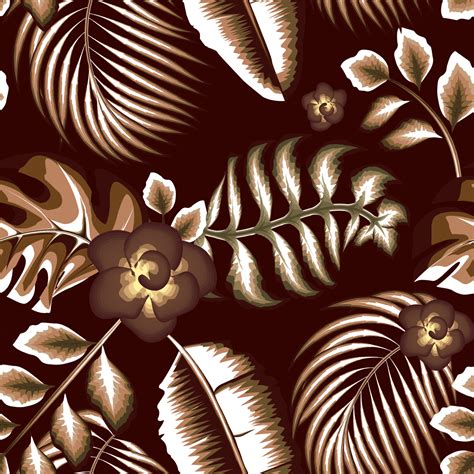 Trend Abstract Seamless Pattern With Brown Monochromatic Tropical