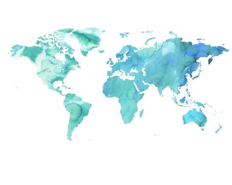 Watercolor World Map Etsy