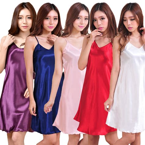 Sexy Women Silk Satin Slip Dress Babydoll Lingerie Underwear Nightgown Sleepwear Ebay