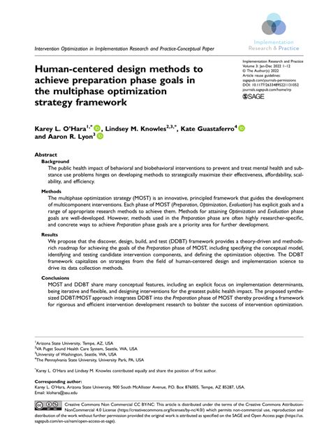 Pdf Human Centered Design Methods To Achieve Preparation Phase Goals