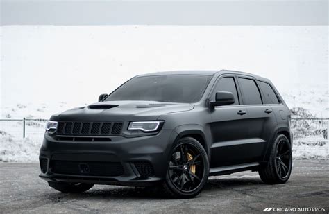 Client Feature: Jeep Trackhawk - Avery Satin Black Vinyl Wrap | Jeep ...