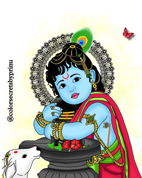 Bal Krishna Painting 😍 Lord Krishna Painting and Digital Portrait 😍 ...