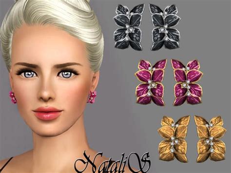 The Sims Resource Tsr Elegant Crystal Flower Earring By Natalis