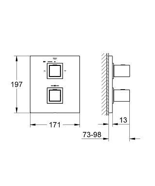 Grohtherm Cube Fa Ade Pour Mitigeur Thermostatique Sorties Pour Bain