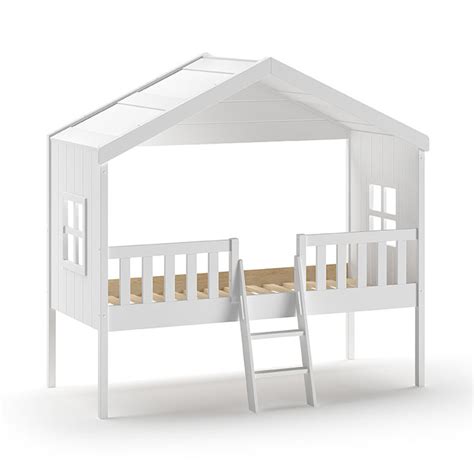 Lit Cabane 90x200 Sommier Inclus Vipack Housebed Blanc Lits Cabanes