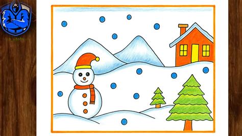 winter season snowman drawing easy winter season drawing winter