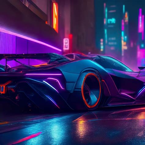 Premium Ai Image Neon Lighted Super Car