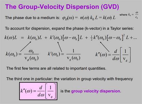 Understanding The Use Of Group Velocity Dispersion Optics Physics