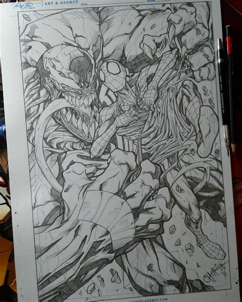 Sketch Spiderman Vs Venom Drawing Scary Drawings Marvel Drawings Cool