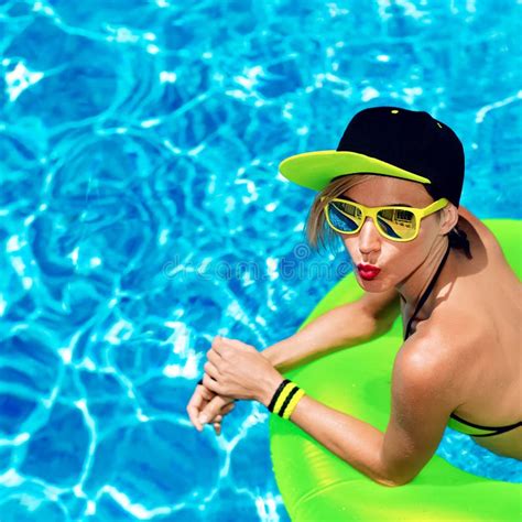 Hot Party In The Pool Glamorous Lady Stock Photo Image Of Holiday