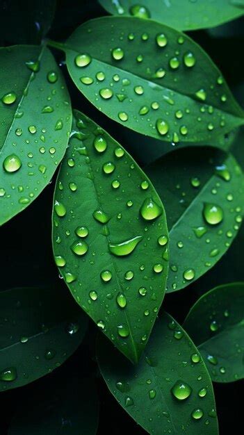 Una Planta Verde Con Gotas De Agua Foto Premium