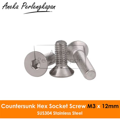 Jual DIN7991 Hex Countersunk Screw Baut Flat Hexa Stainless Steel M3