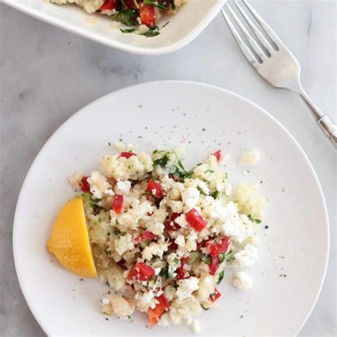 Keto Cauliflower Rice Parsley And Feta Salad Well Portioned Plate